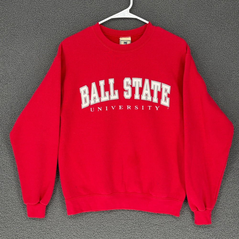 Lee Heavyweight Ball State University Sweatshirt Mens Small Red Crewneck 7319RD